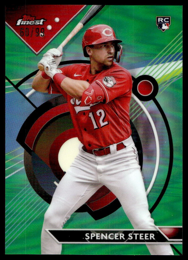 Spencer Steer 2023 Finest 95 Green Refractor /99 Cincinnati Reds Baseball Card