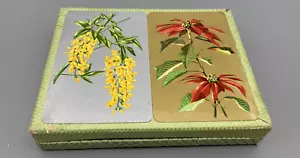 Carte da gioco vintage doppio mazzo in scatola complete Piatnik poinsettia + laburnum - Foto 1 di 6