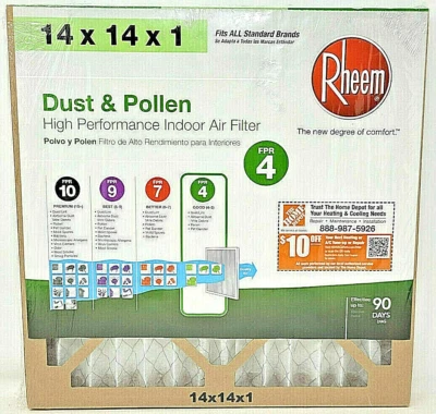 Rheem 14x14x1" Dust & Pollen High Performance Household Pleated Air Filter FPR 4 - Image 1 of 4