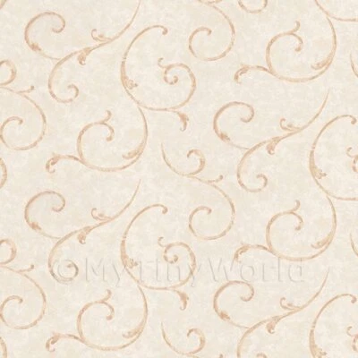 Casa Delle Bambole Miniatura Stilizzato Pallido Rosso Girandole Carta da Parati - Immagine 1 di 4