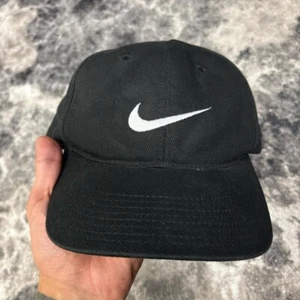 Vintage Nike Mütze Cap Snapback 90s schwarz bestickt Swoosh Karo Baseball Baumwolle - Bild 1 von 6
