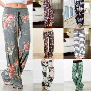 Fashion Women Plus Size Long Wide Leg Pants Casual Loose High Waist Trousers - Picture 1 of 57