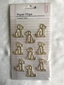 Clips de papel American Crafts dorados cachorro perro - 9 clips por paquete - Nuevos - Imagen 1 de 2