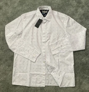 Ted Baker Mens Large Size (4) White Graphic Pattern Shirt with Logo NWT - Picture 1 of 10