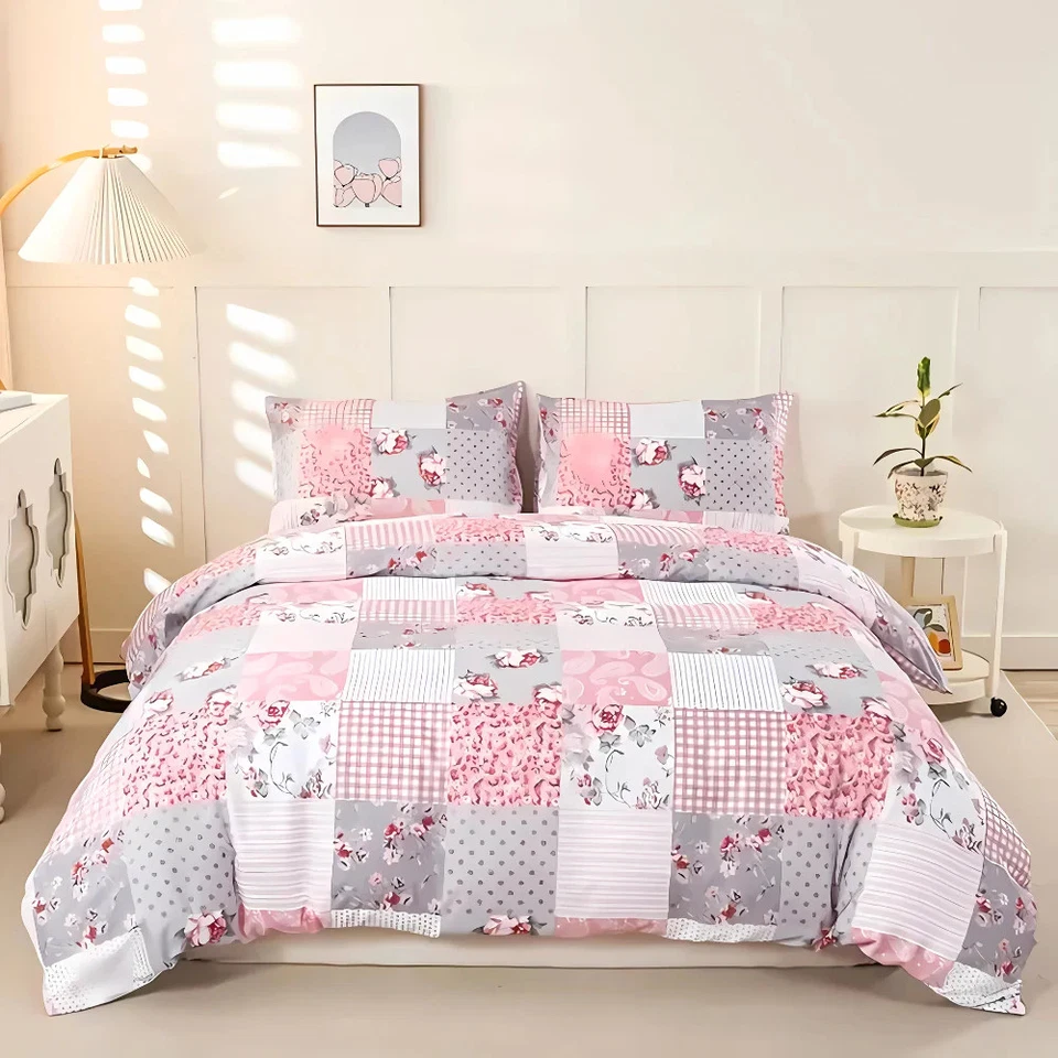 Dreamfields - Soft Pink Plaid Quilt Cover Set - (2pcs, Single Size) - image 1 of 1