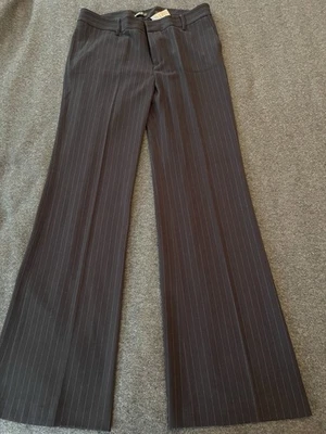 Pantalones pantalones EDDIE BAUER para mujer 12 ALTOS Shaw Fit frente plano negros a rayas Foto 1 de 4