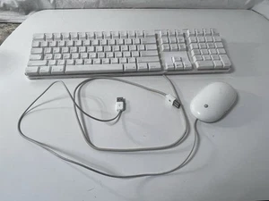 Apple A1048 White Wired Keyboard & A1152 Mighty Mouse for USB Macintosh, tested - Bild 1 von 13