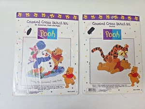 Winnie The Pooh Cross Stitch Kits Piglet Tigger Snowman Set of 2 Disney - Picture 1 of 4