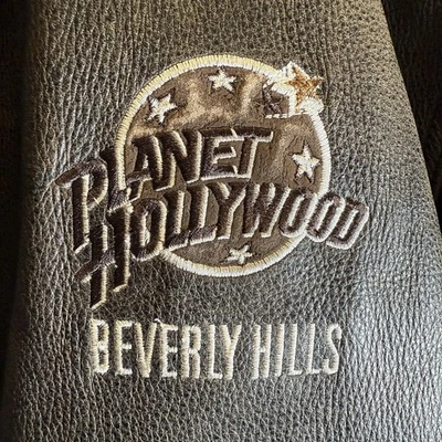 Chaqueta de bombardero de cuero PLANET HOLLYWOOD autografiada por William Baldwin Inside Foto 1 de 4