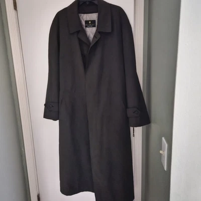 Vtg Bill Blass Mens Black Label Olive Green Trench Over Coat 40R Zip Liner Belt - Image 1 of 4