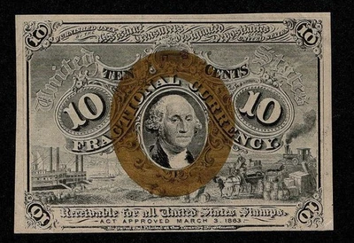 Fr. 1247 10¢ Second Issue About New with Surcharge 18-63 and 1 (EE) - Image 1 of 2