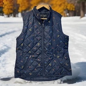 Jason Maxwell gilet donna grande trapuntato zip con tasche con cerniera in fiori navy - Foto 1 di 8