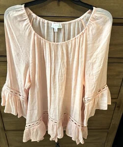 New Directions Pink Salt Crochet Hem Top XL NWT - Picture 1 of 7