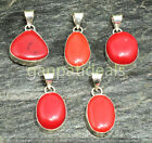 Coral Gemstone Pendant 925 Silver Plated Wholesale 5pcs Jewelry Lots