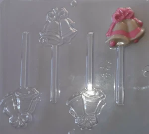WEDDING BELLS WITH BOW CHOCOLATE LOLLIPOP MOULD 4 CAVITY  - Picture 1 of 1