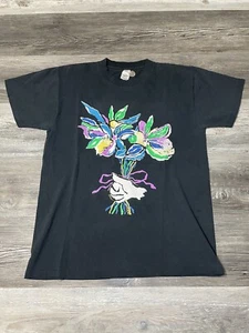 Vintage 80's 90's Danskin Aerobics Jazzercise Flower Bouquet Shirt M - Picture 1 of 4