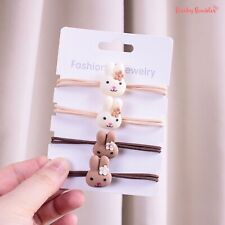 toddler girls hair bobbles elastic bands accessories 4pc bunny teddy bow gift