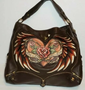 LIMITED EDITION ISABELLA FIORE LIVE TO LOVE BROWN JENI HOBO HANDBAG 2007 MPR$695 - Picture 1 of 12