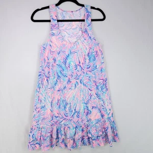 Lilly Pulitzer Evangelina Tank Dress Racerback Ruffled Pink Sunset Size Small - Picture 1 of 11