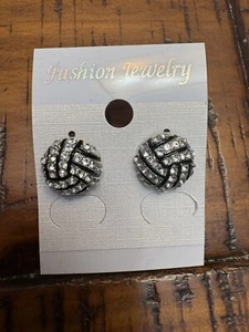 Fashion Women Crystal Volleyball Post Small Earrings - Picture 1 of 1