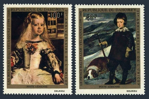 Dahomey C151-C152,MNH.Michel 467-468. UNICEF,25th Ann.1971.By Velasquez.Dog Cover