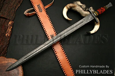36" Handmade Damascus Steel Medieval Sword Functional Viking Sword  FXG-100 - Image 1 of 4