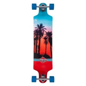 D Street Skateboard Drop Down Hawaiian Blue Red 38 Inch - Picture 1 of 5