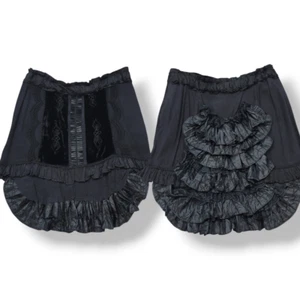 Vintage Tripp NYC Velvet Brocade Ruffled High Low Bustle Skirt in Black Size M - Picture 1 of 12