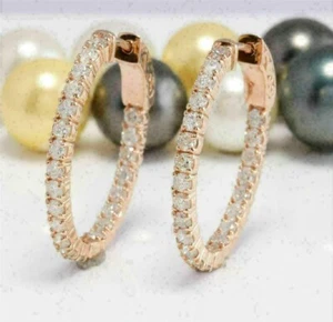 2.00Ct Round Cut Moissanite Drop & Dangle Women's Earrings 14k White Gold Finish - Picture 1 of 7