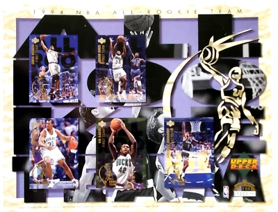 1994 Upper Deck Basketball LE# Uncut 5-Card Sheet NBA All-Rookie Team    BB-101 - Image 1 of 4