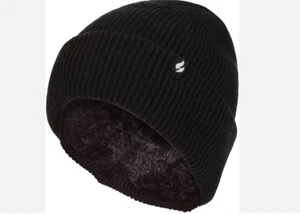 Gorro para mujer con puño acanalado forro de piel sintética talla única - negro nuevo sin etiquetas - Imagen 1 de 5