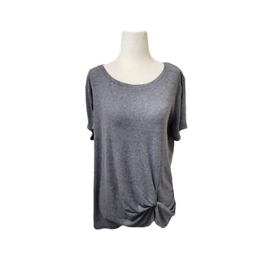 Green Tea Blue Grey Heathered Twisted Knot Top Women's Large Rayon Blend - Image 1 of 4