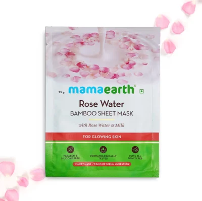 Mamaearth Rose Water Bamboo Sheet Mask with Rose Water and Milk for Glowing Skin - Image 1 of 4