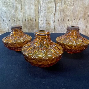 3 Small Amber Tension Pole Lamp Globe Replacements 70’s Glass. Beautiful - Picture 1 of 14