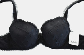 $120 NEW AUBADE Liberty POLKA DOTS PUSH UP Bra US/UK-30D EUR-65D FR-80D