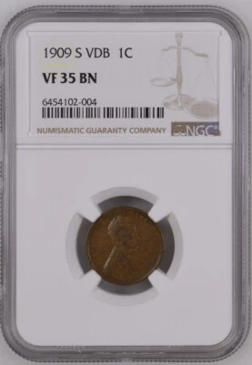 1909-S VDB 1¢ Lincoln Penny  -- NGC VF35 BN - Image 1 of 3