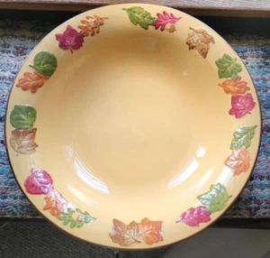 14 Inch Round Leaves Bowl Serving Fall Holiday Season Tabletop Harvest Food safe - Picture 1 of 6