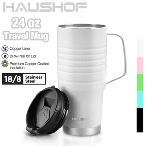 HAUSHOF 24oz Travel Mug Vacuum Insulated Leak-proof Double Wall Water Travel Mug - Picture 1 of 12