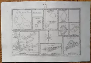 Bonne Original Kupferstich Karte Pazifik Osterinseln Pitcairn Neuseeland - 1780 - Bild 1 von 1