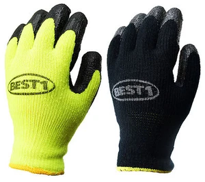 Guantes de trabajo de inmersión de látex tejidos de revestimiento de invierno BEST1, acabado arrugado - WHVLM/BK - Imagen 1 de 22
