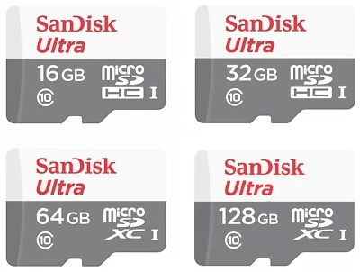 SanDisk 16GB 32GB 64GB 128GB Ultra MicroSD Card Class 10 100MB/s Memory Card Lot - Image 1 of 4