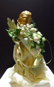 VTG TREETOP/FIGURINE ANGEL W/PORCELAIN HEAD, PLASTIC WINGS, CREAM DRESS 12" A-1 - Picture 1 of 7