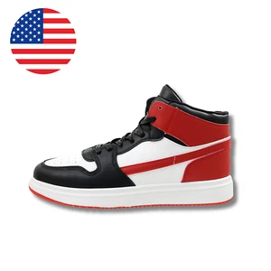 Herren High-Top Schnürschuhe Sneaker in Schwarz, Weiß & Rot, Größen 7-12 - Bild 1 von 5