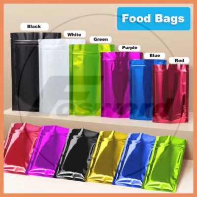 100pcs Resealable Aluminium Foil Bags Food Grade Seal Zip Lock Baggy Packing Bag - Image 1 of 4