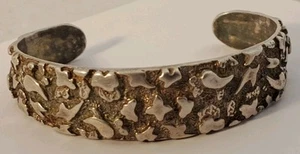 Vintage MASHA SOUTHWESTERN Sterling Silver Cuff Bracelet Abstract Sponge Design - Picture 1 of 9