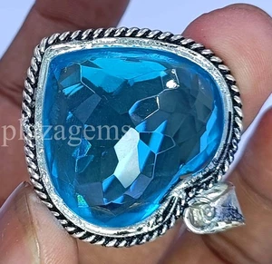 Enorme colgante de piedras preciosas corte corazón turmalina azul cielo 99,67 quilates plata 925 5ARY - Imagen 1 de 15