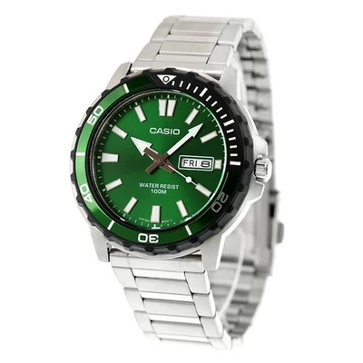 Reloj para hombre Casio Diver's MTD-125D-3AV plateado de acero inoxidable sin usar en caja Foto 1 de 4