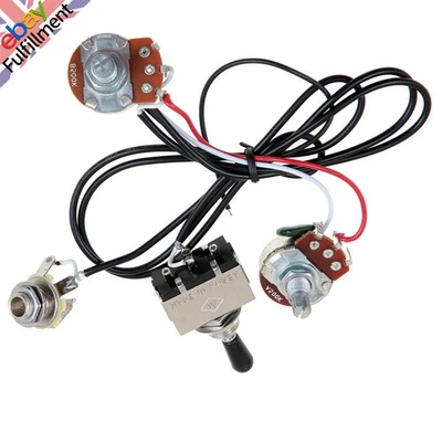 Electric Guitar Wiring Harness 3 Way Toggle Switch 1 Volume 1 Tone 500K Pots - Image 1 of 4