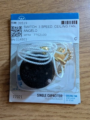 Interruptor de ventilador de 3 velocidades Westinghouse 77021 ventilador de techo de condensador único latón nuevo Foto 1 de 2