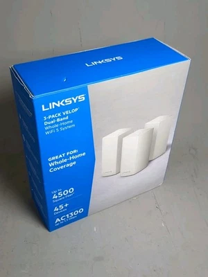 Linksys Velop Mesh WiFi System 3-Pack AC1300 Range Extender 4500 Sq ft Coverage - Image 1 of 4